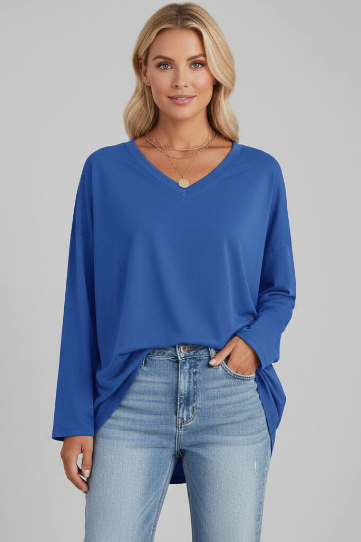 Brixton | Women's V Neck Relaxed Fit Long Sleeve Top