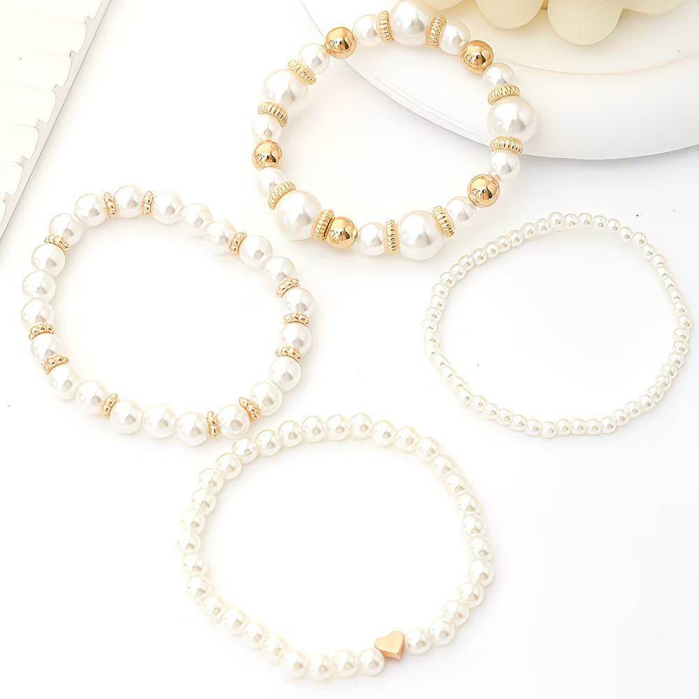 Set de 4 Pulseras de Perlas