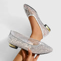 Stella | Women's Lace Pointed Toe Flats with Low Block Heel