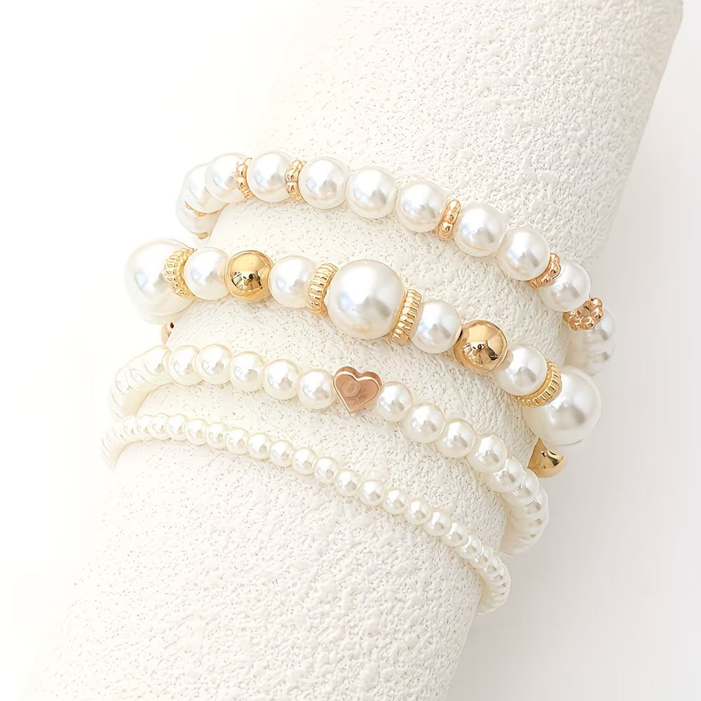 Set de 4 Pulseras de Perlas