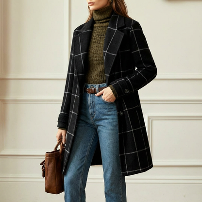 Kensington | Abrigo de Cuadros con Cuello de Solapa