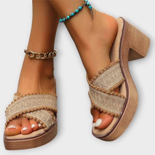 Camila - Tacones Anchos con Tiras Cruzadas - Elena Duval