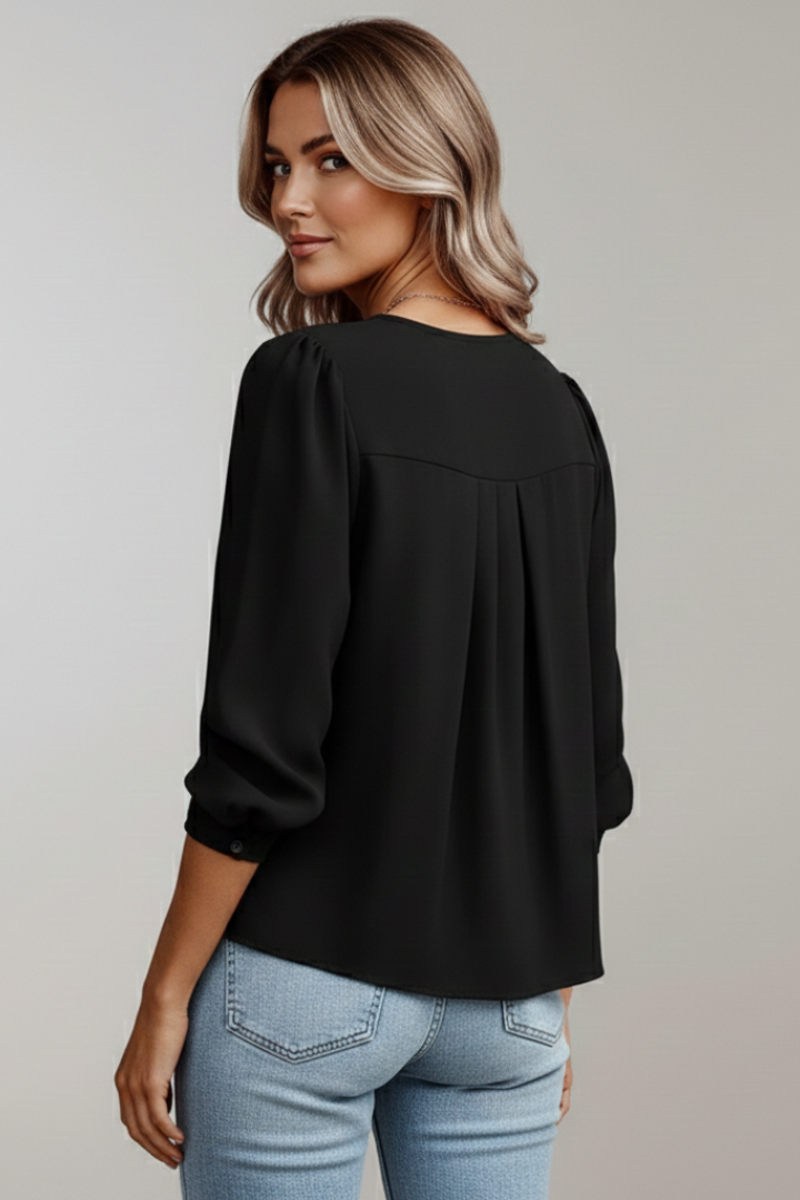 Camilla | Women's Puff Sleeve Round Neck Blouse