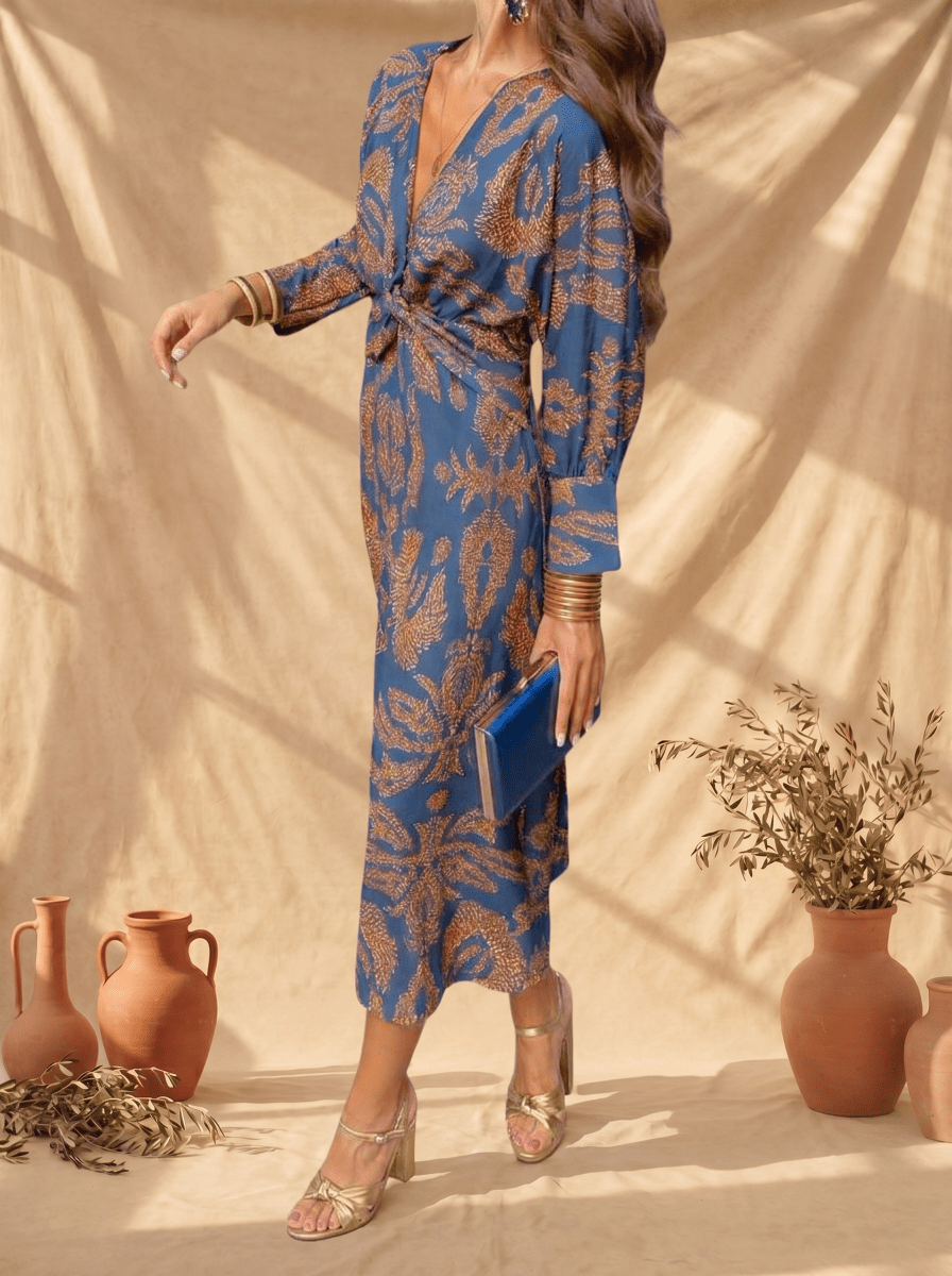 Celeste | Vestido Midi Elegancia Floral - Elena Duval