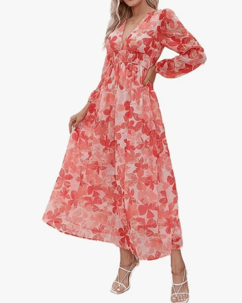 Celine | Vestido Femenino con Motivo Floral - Elena Duval
