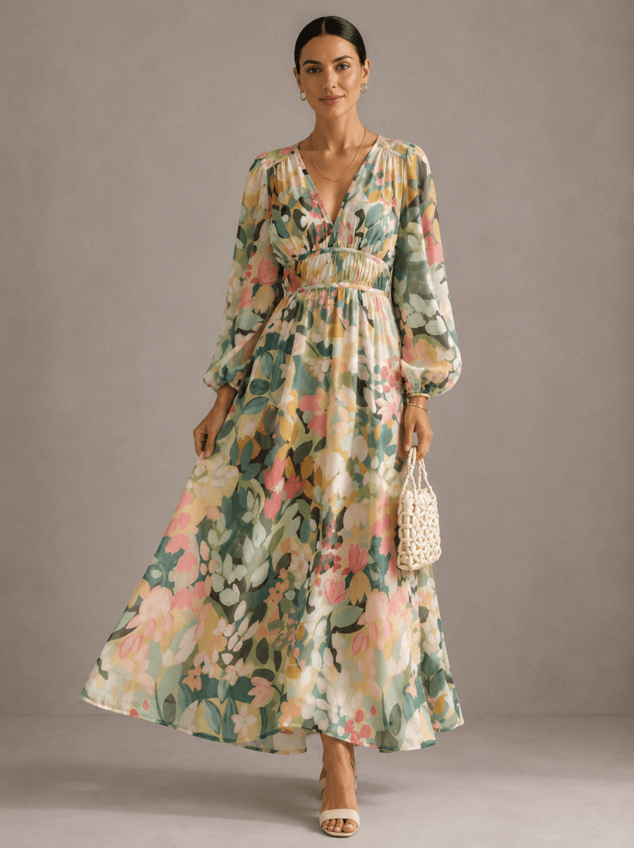 Celine | Vestido Femenino con Motivo Floral - Elena Duval