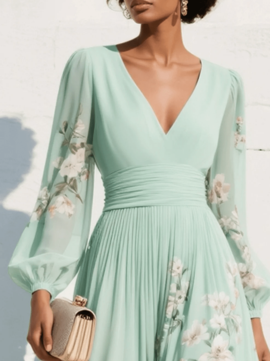 Cisella | Vestido Midi Verde Claro Floral - Elena Duval