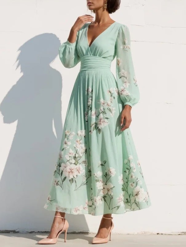 Cisella | Vestido Midi Verde Claro Floral - Elena Duval