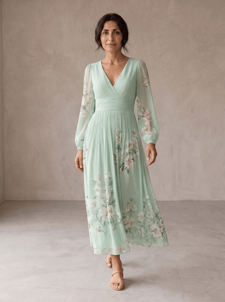Cisella | Vestido Midi Verde Claro Floral - Elena Duval