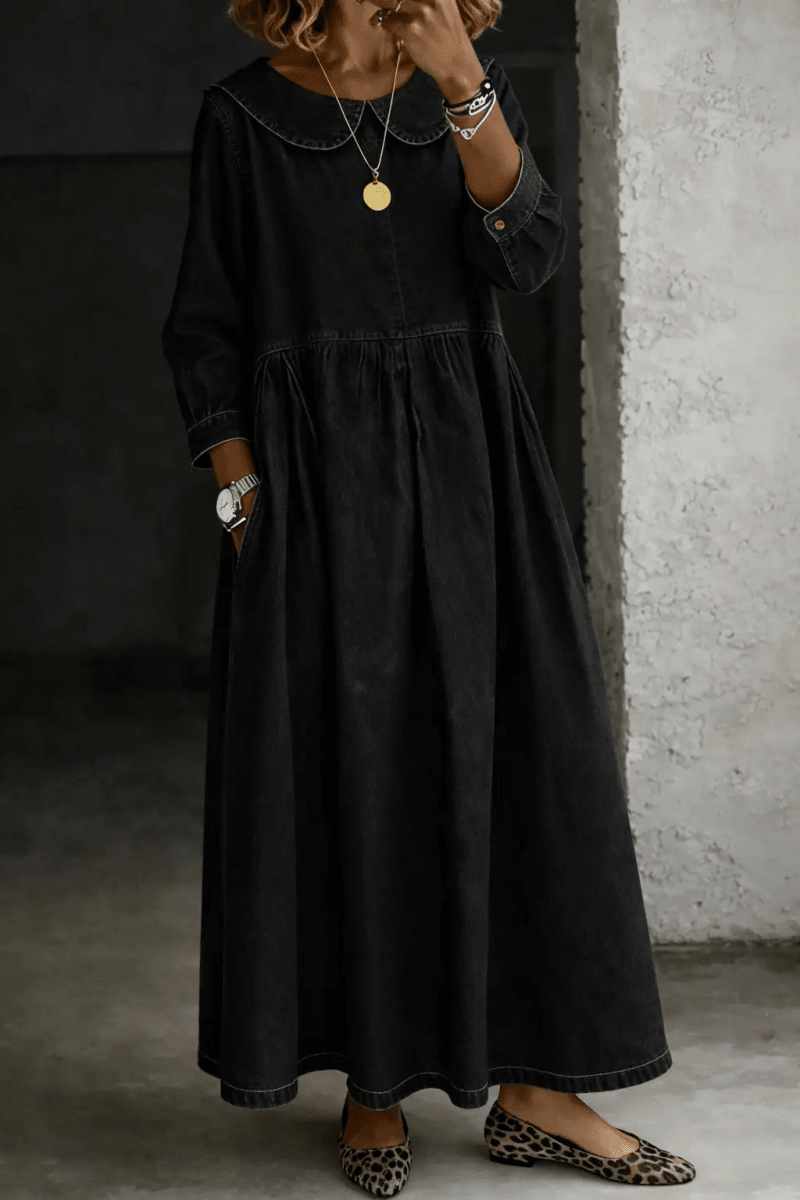 Clara | Vestido Vaquero con Cuello Bebé - Elena Duval