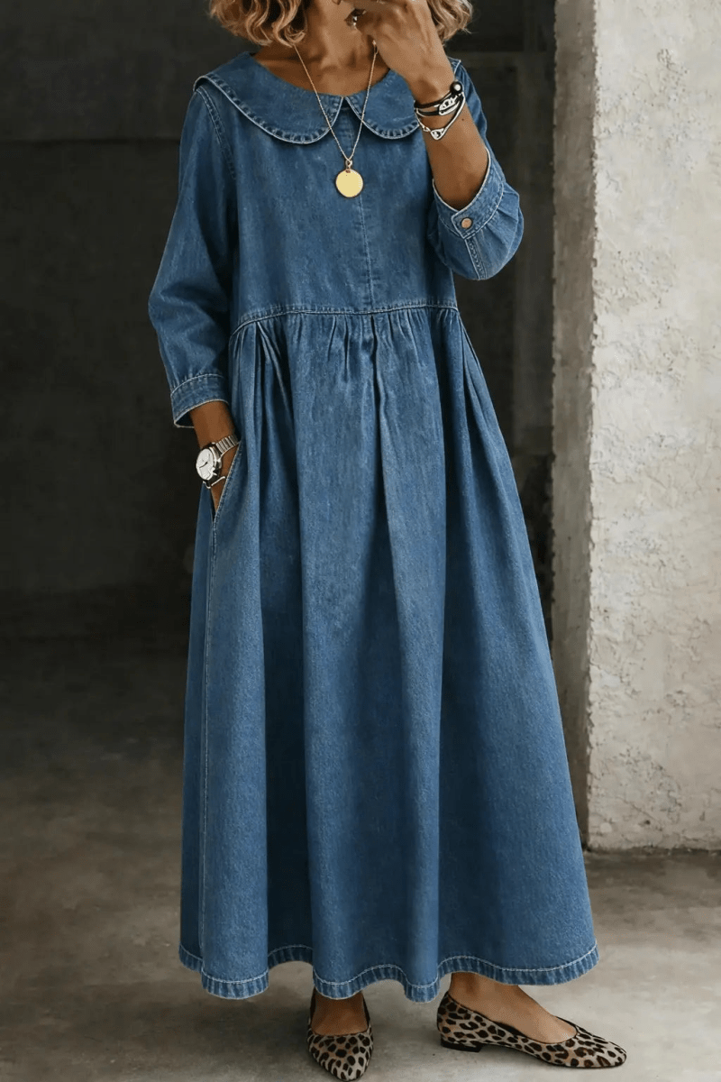 Clara | Vestido Vaquero con Cuello Bebé - Elena Duval