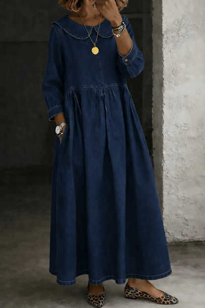 Clara | Vestido Vaquero con Cuello Bebé - Elena Duval