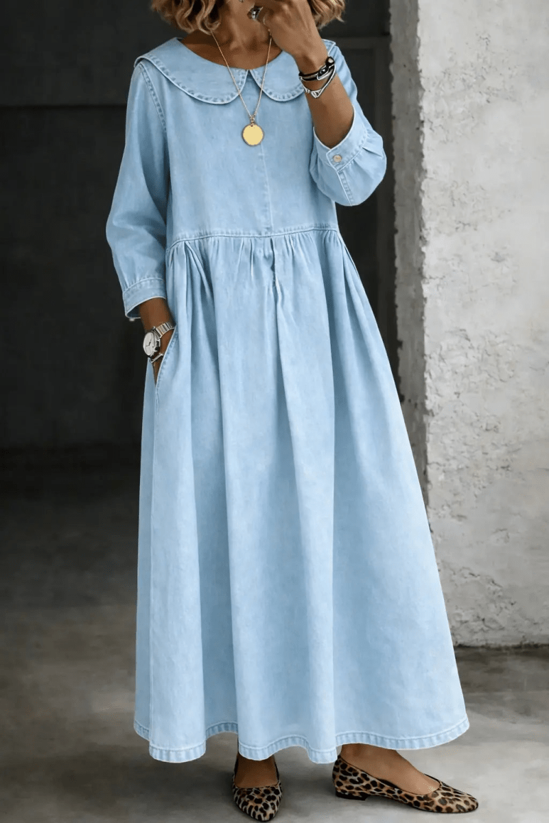 Clara | Vestido Vaquero con Cuello Bebé - Elena Duval