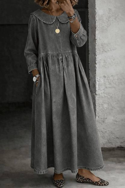 Clara | Vestido Vaquero con Cuello Bebé - Elena Duval