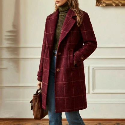 Kensington | Abrigo de Cuadros con Cuello de Solapa