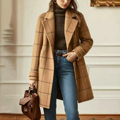 Kensington | Abrigo de Cuadros con Cuello de Solapa