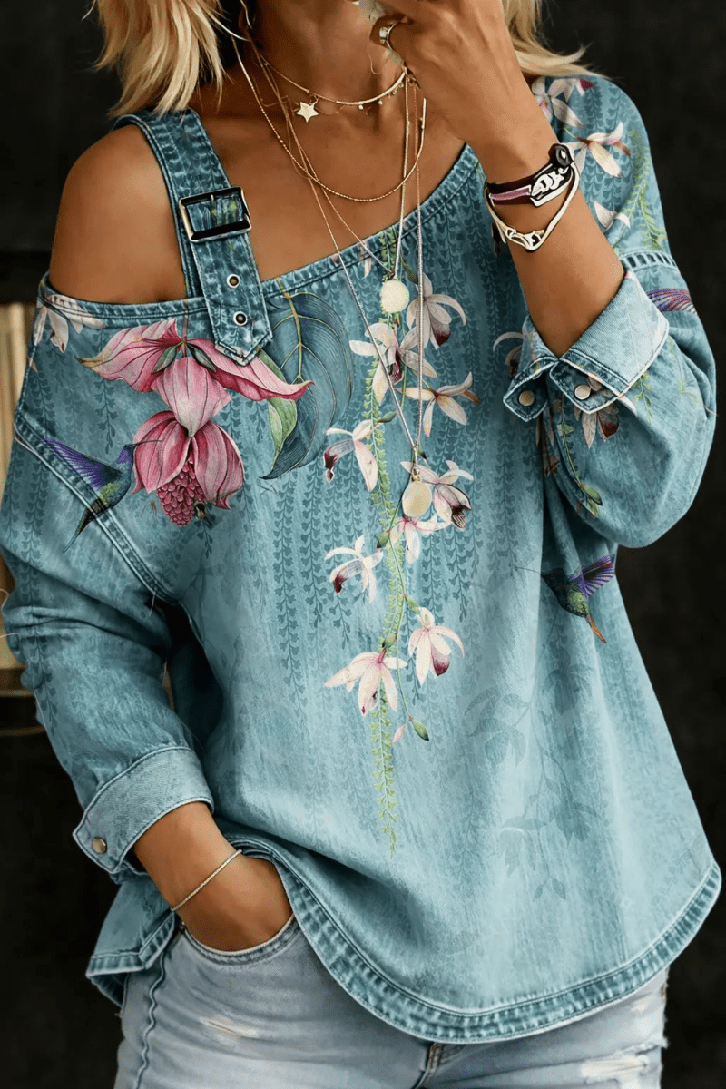 Danielle | Top con Hombros Descubiertos y Jeans - Elena Duval