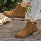 Joana | Botas Clássicas de Cano Curto com Salto Largo