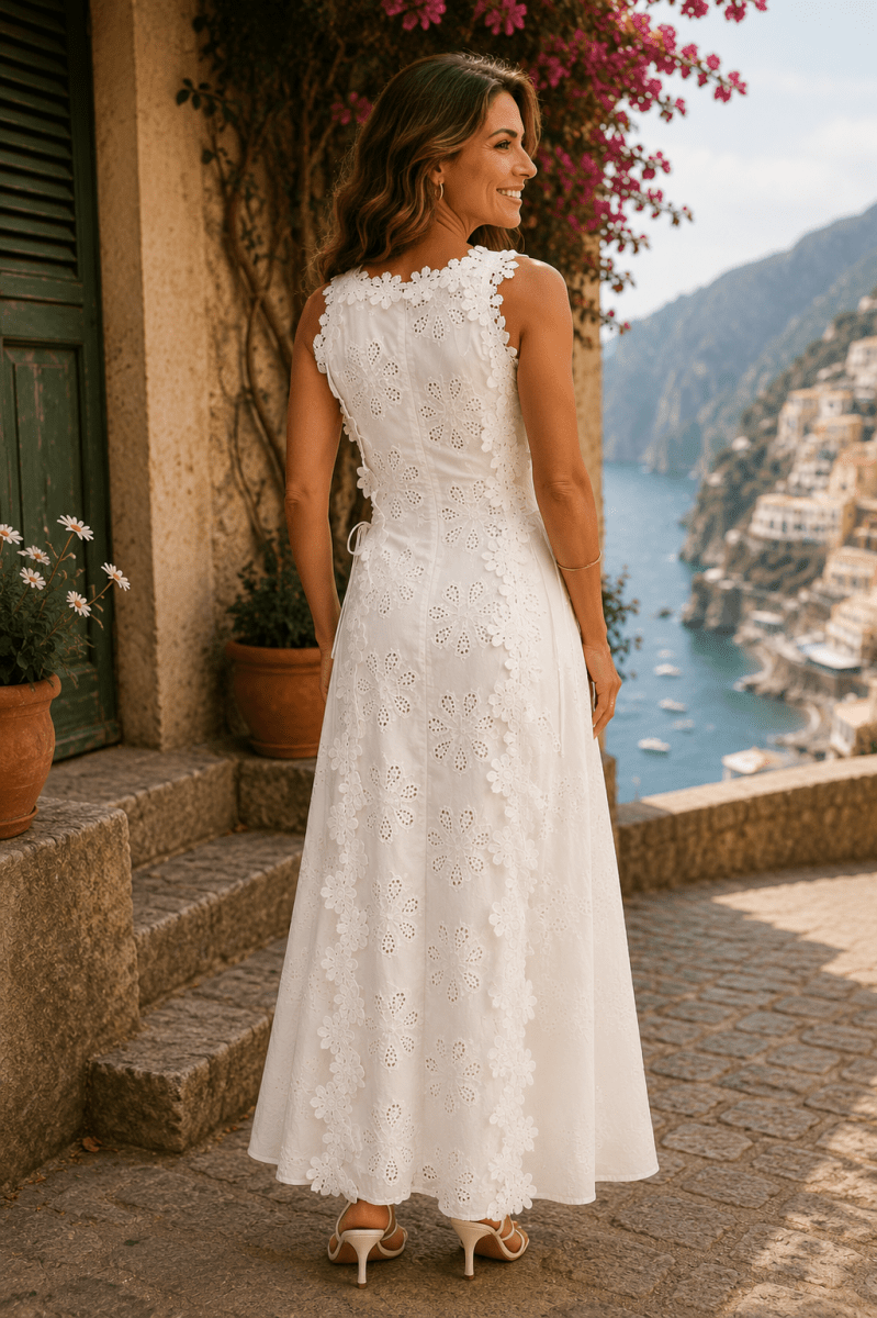 Della | Elegante Vestido Maxi Bordado - Elena Duval