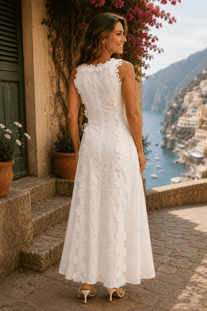 Della | Elegante Vestido Maxi Bordado - Elena Duval