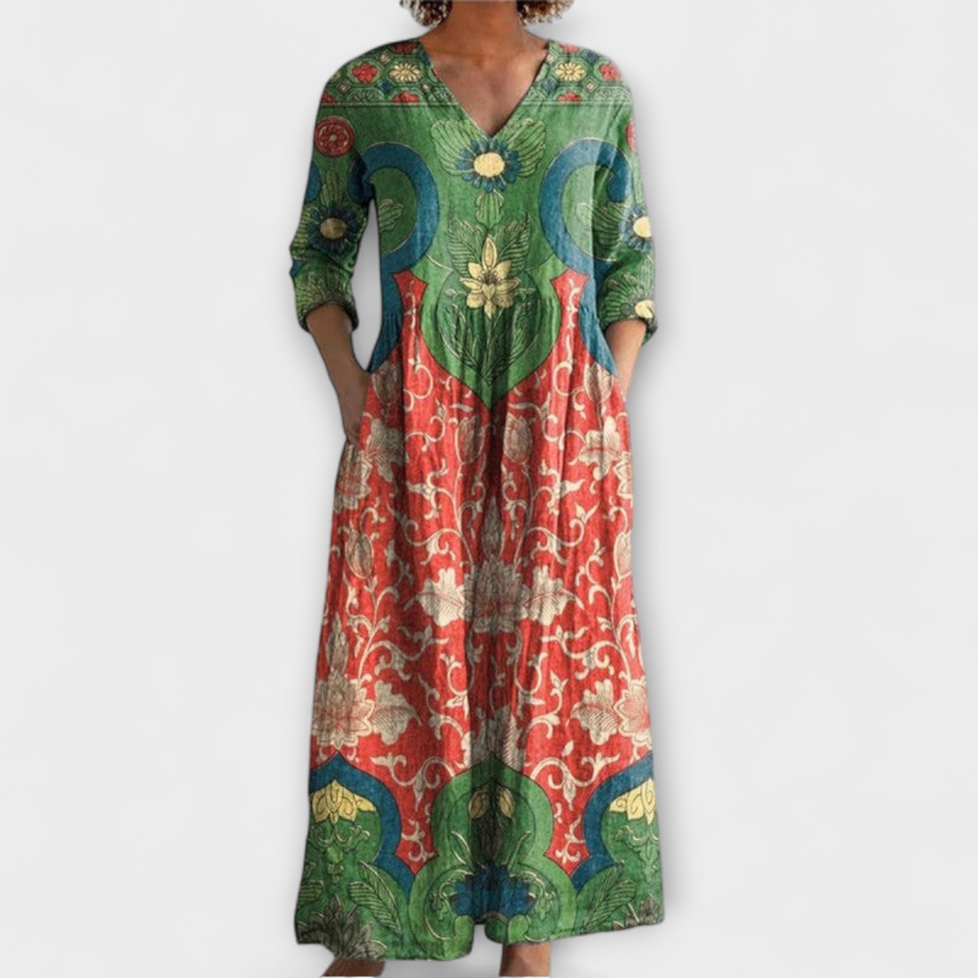 Raquel | Vestido Maxi con Estampado Floral Vintage