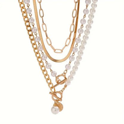 Conjunto de Collares de Perlas Superpuestos