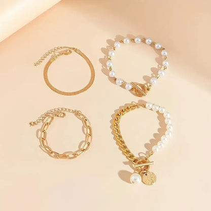Conjunto de Pulseras de Perlas Superpuestas