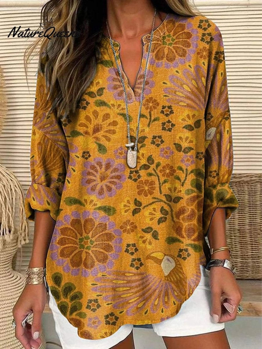 Elena | Blusa de Algodón Floral con Cuello en V - Elena Duval