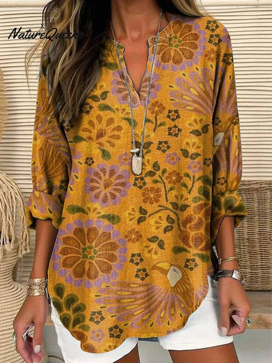 Elena | Blusa de Algodón Floral con Cuello en V - Elena Duval