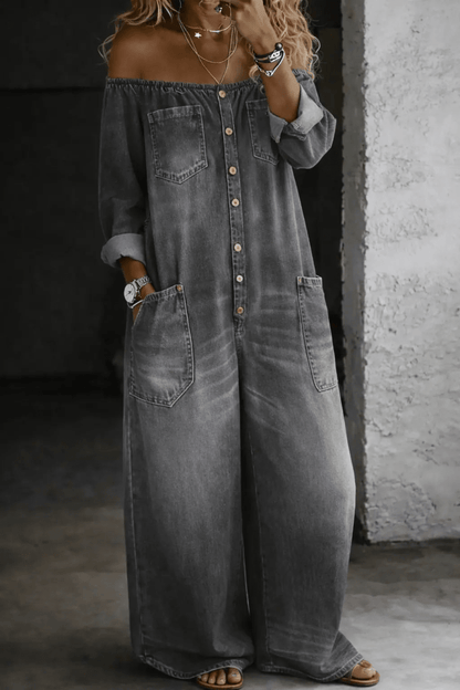 Elena | Jumpsuit Vaquero con Hombros Descubiertos - Elena Duval