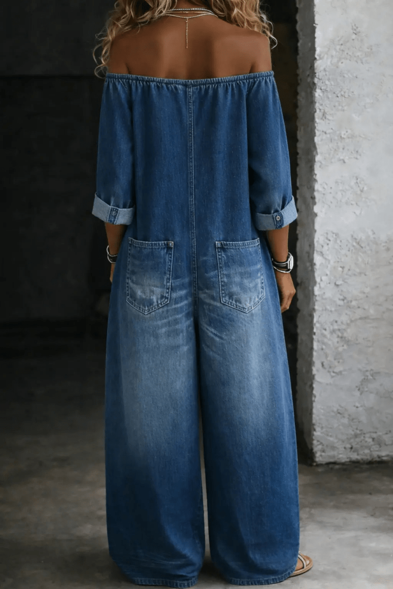 Elena | Jumpsuit Vaquero con Hombros Descubiertos - Elena Duval