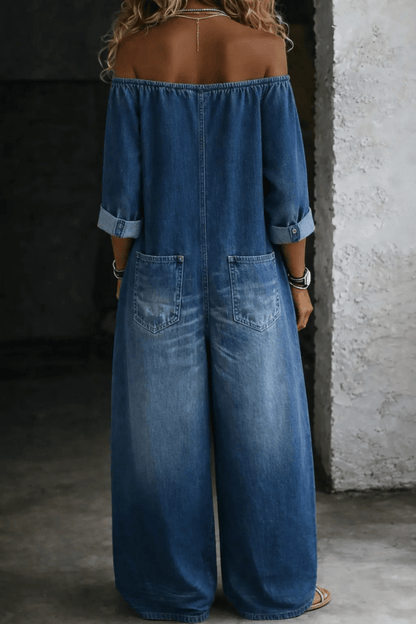 Elena | Jumpsuit Vaquero con Hombros Descubiertos - Elena Duval