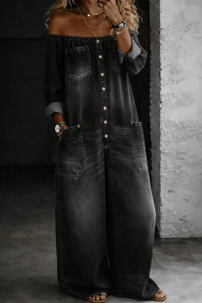 Elena | Jumpsuit Vaquero con Hombros Descubiertos - Elena Duval