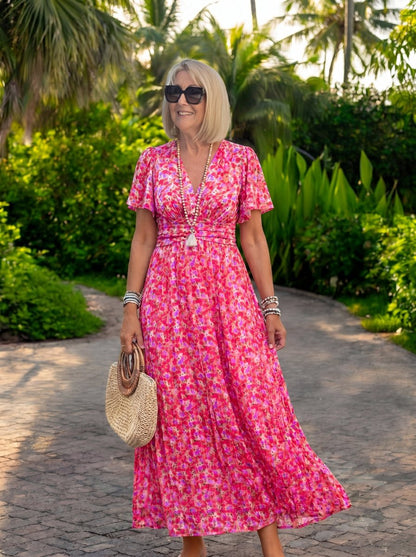 Elis | Vestido largo y vaporoso con estampado floral - Elena Duval
