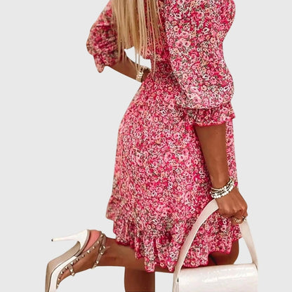 Elisa™ | Vestido Floral de Manga Abullonada - Elena Duval