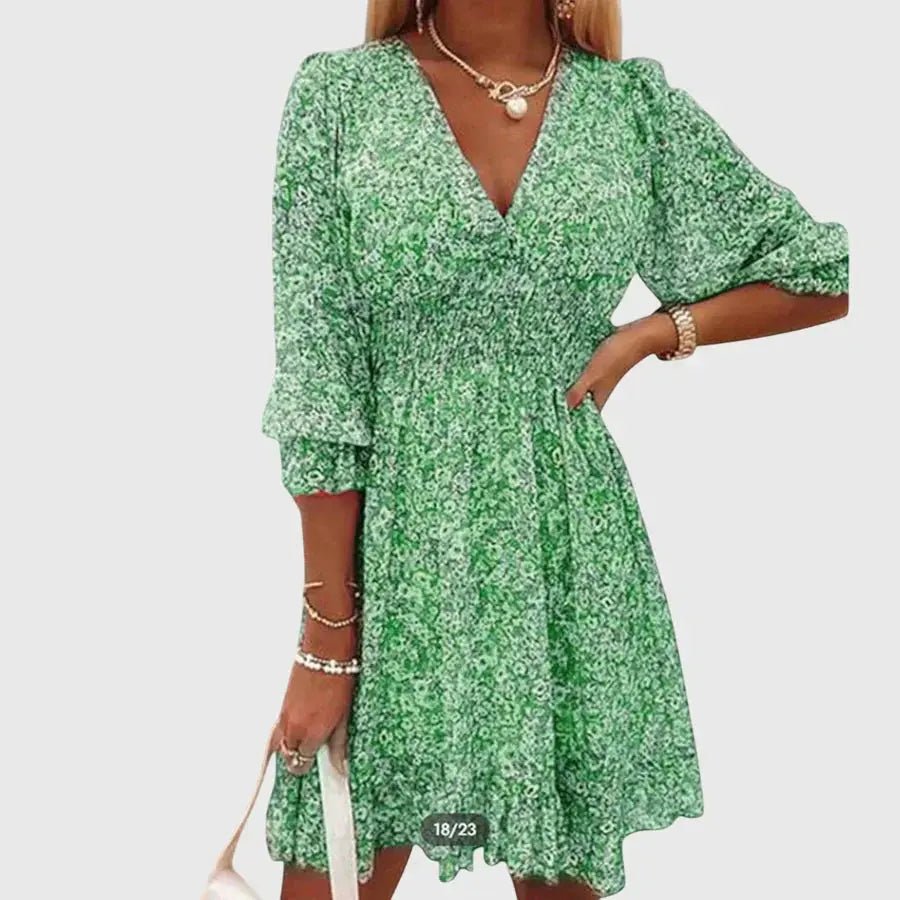 Elisa™ | Vestido Floral de Manga Abullonada - Elena Duval