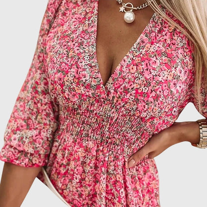 Elisa™ | Vestido Floral de Manga Abullonada - Elena Duval