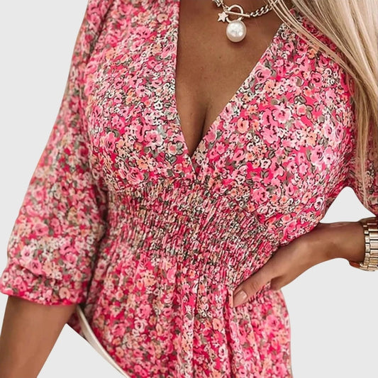 Elisa™ | Vestido Floral de Manga Abullonada - Elena Duval