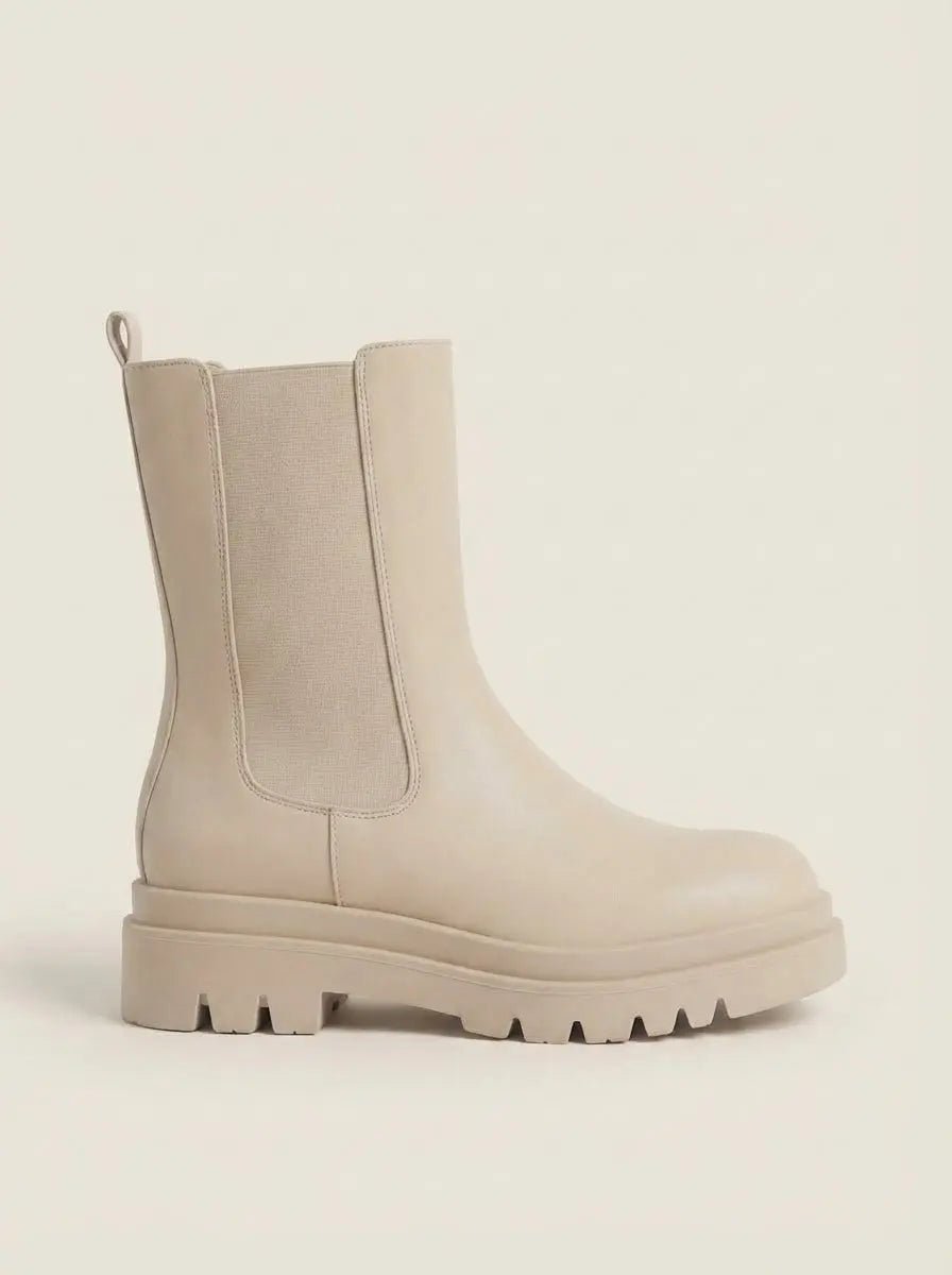 Emma | Botas Chelsea Beige con Leopardo - Elena Duval