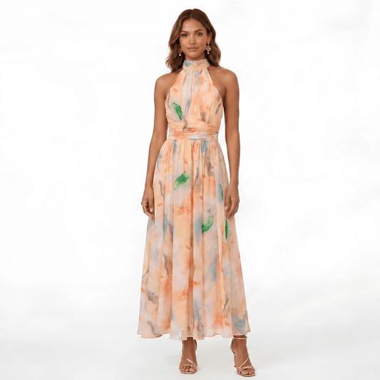 Esther - Vestido Halter con Estampado Acuarela - Elena Duval