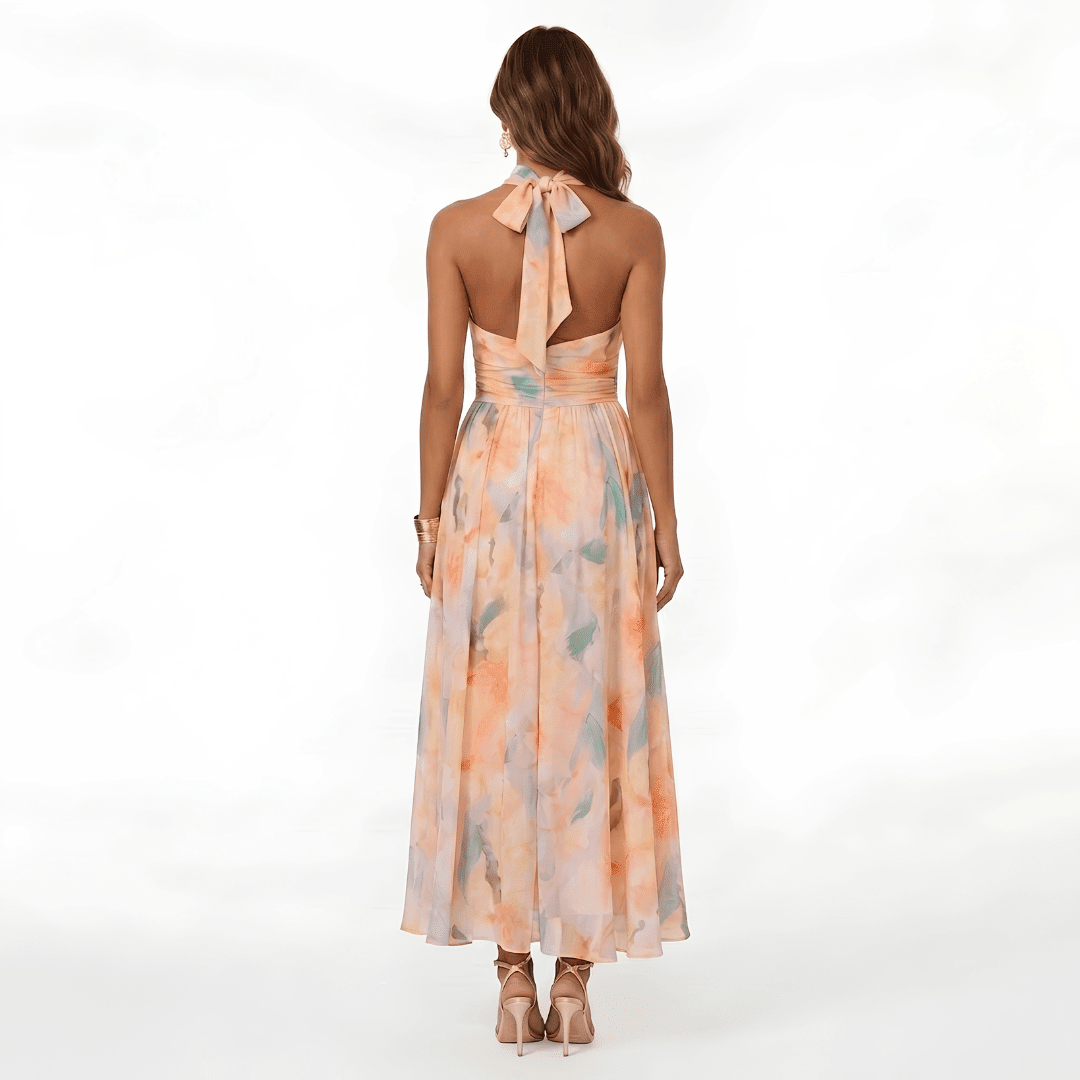 Esther - Vestido Halter con Estampado Acuarela - Elena Duval