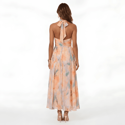 Esther - Vestido Halter con Estampado Acuarela - Elena Duval