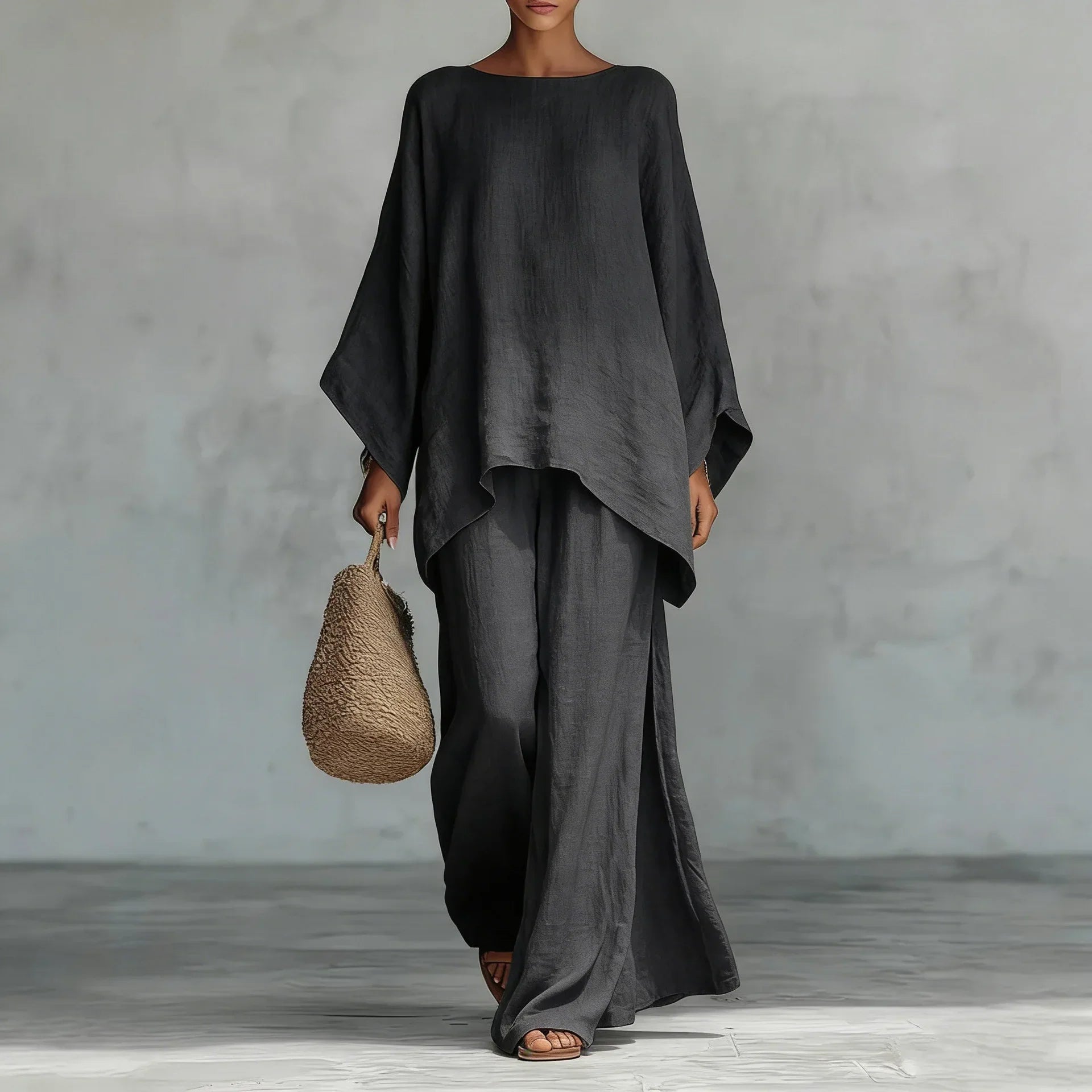 Evangeline | Women's Asymmetrical Top Wide Leg Pants Set