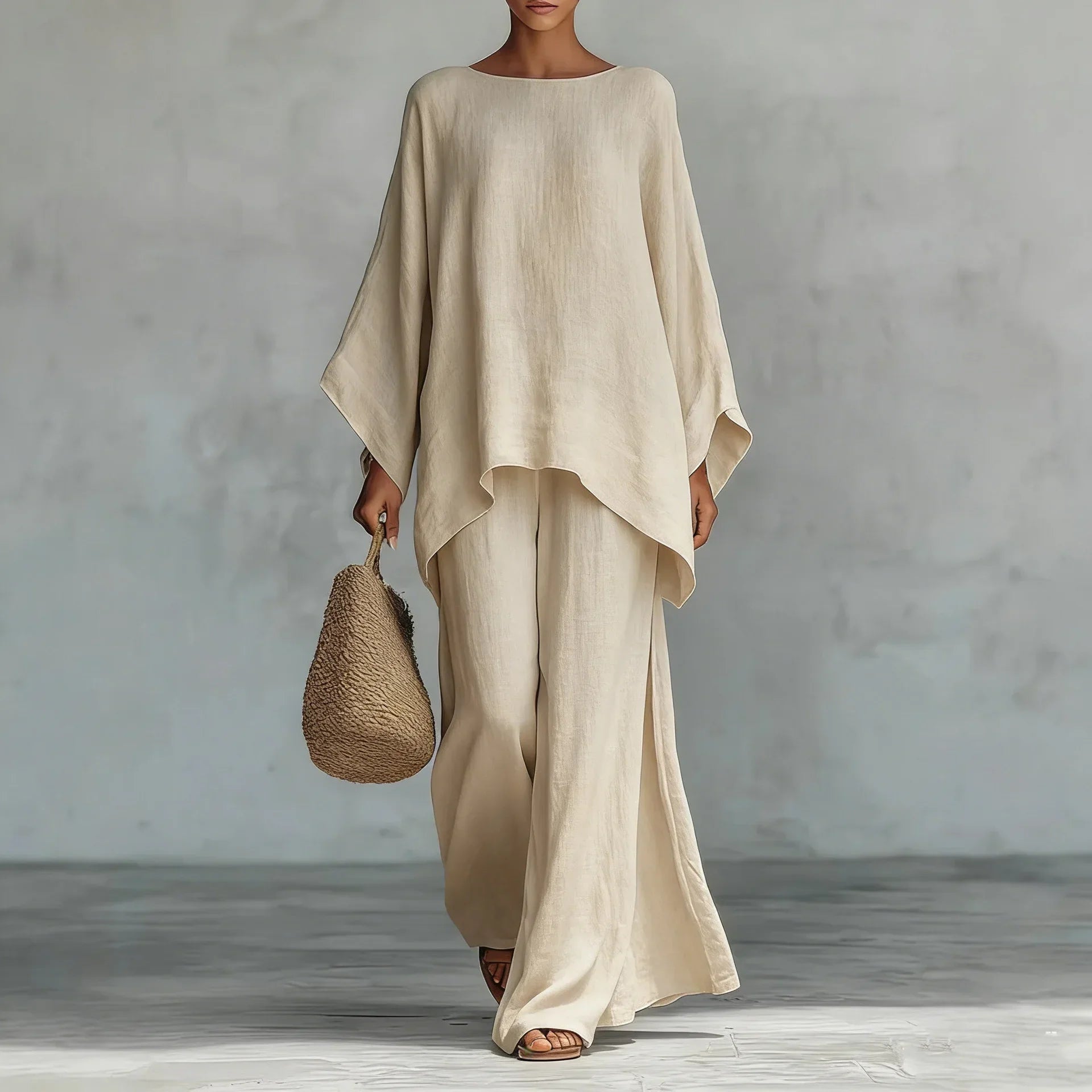 Evangeline | Women's Asymmetrical Top Wide Leg Pants Set