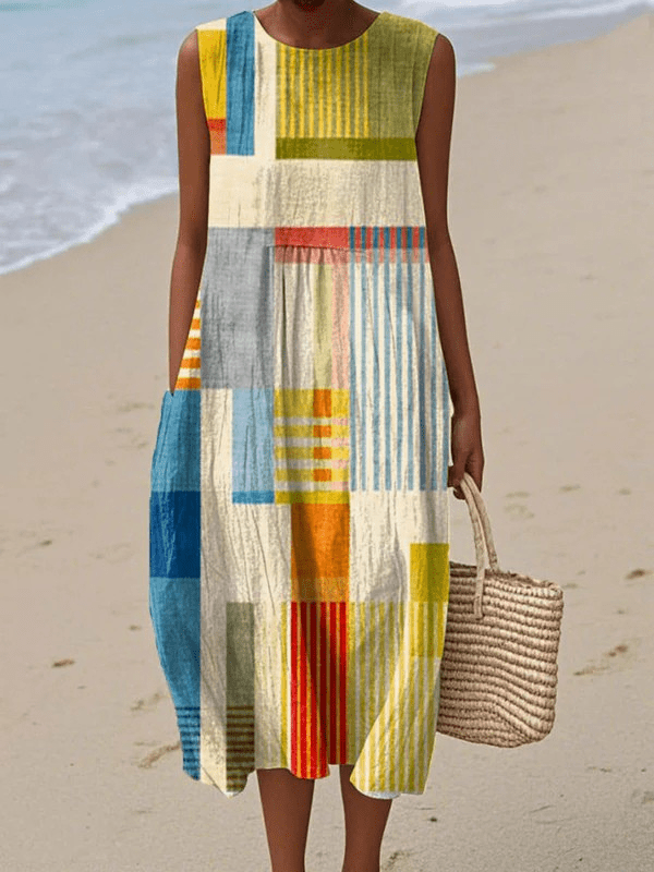 Eve | Vestido Midi Geométrico - Elena Duval