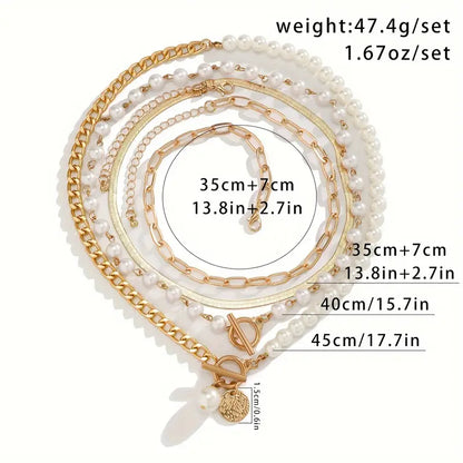 Conjunto de Collares de Perlas Superpuestos