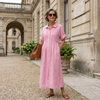 Helena - Vestido Linho Pregas e Botões