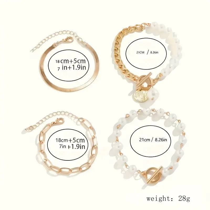 Conjunto de Pulseras de Perlas Superpuestas