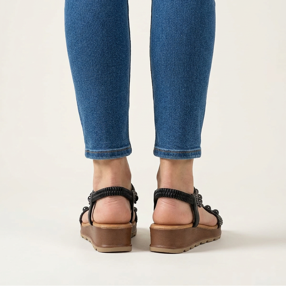 Adela | Sandalias Planas con Perlas