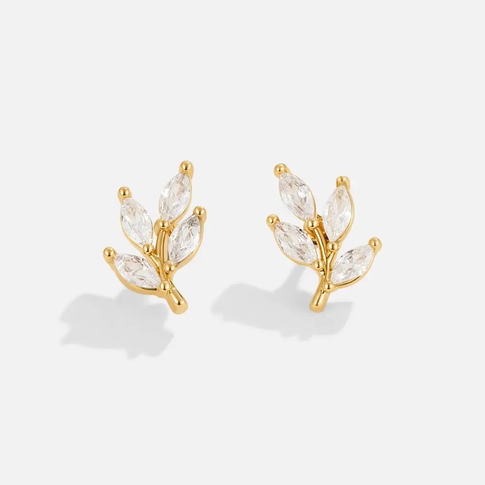Felicita – Pendientes de oro con diseño de hoja. - Elena Duval